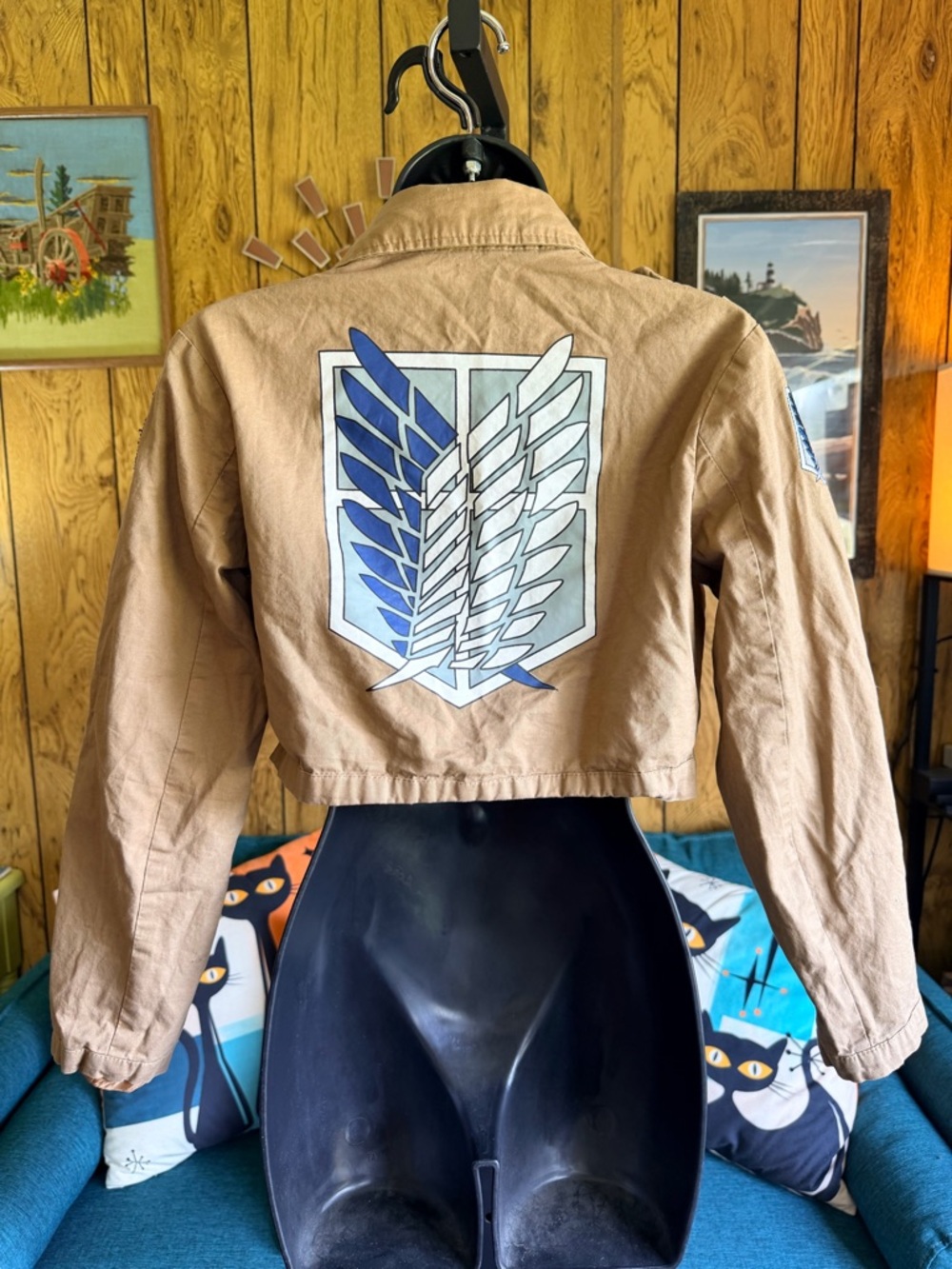 Cropped Military Style Wings Jacket